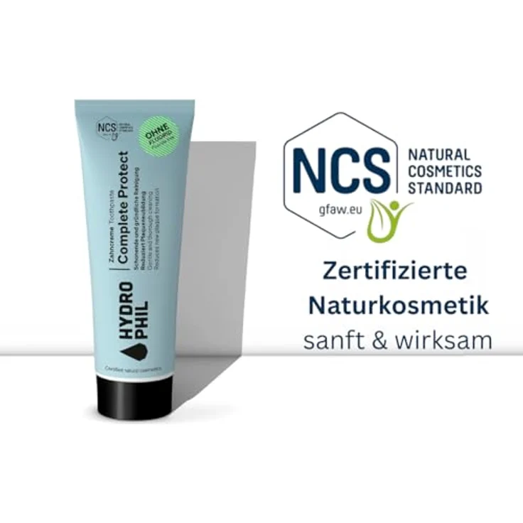 HYDROPHIL Complete Protect Zahncreme, Fluoridfrei, NCS-zertifizierte Naturkosmetik für empfindliche Zähne, vegan, 75 ml – Bild 4