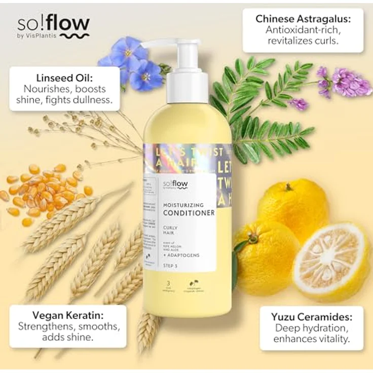 SO!FLOW Curly Hair Nourishing Conditioner, 400 ml, mit nährendem Leinöl für lockiges Haar – Bild 3
