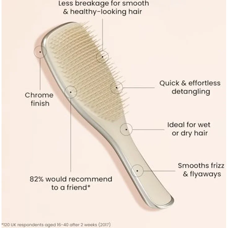 Tangle Teezer The Ultimate Detangler Chrom-Haarbürste, reduziert Haarbruch, zweistufige Zähne, nasses & trockenes Haar, alle Haartypen - Schwarz – Bild 4