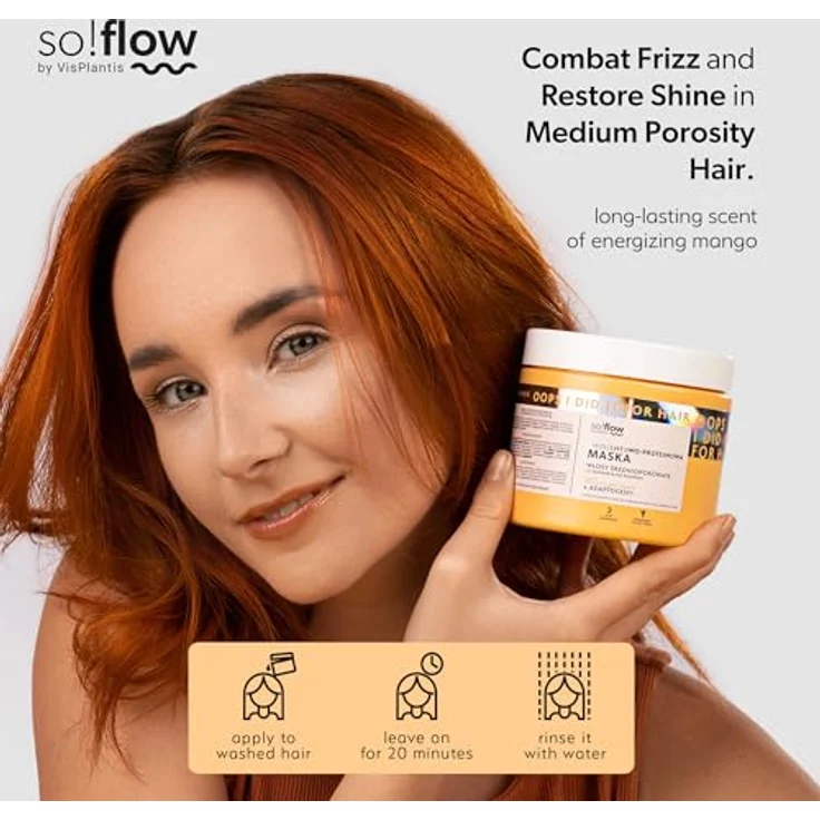 so!flow Medium Porosity Hair Protein-Emollient Mask, Intensive Haarmaske für strapaziertes Haar, 400 ml, mit Avocado- und Macadamiaöl – Bild 2