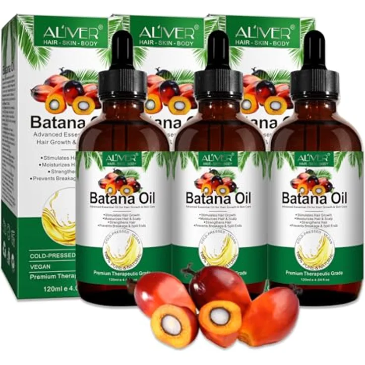 P-Beauty Batana Öl 3x120ml, Bio & Vegan Haarpflege-Öl für Haarwachstum, Anti Haarausfall, Anti Spliss, Unisex, Nussiges Aroma