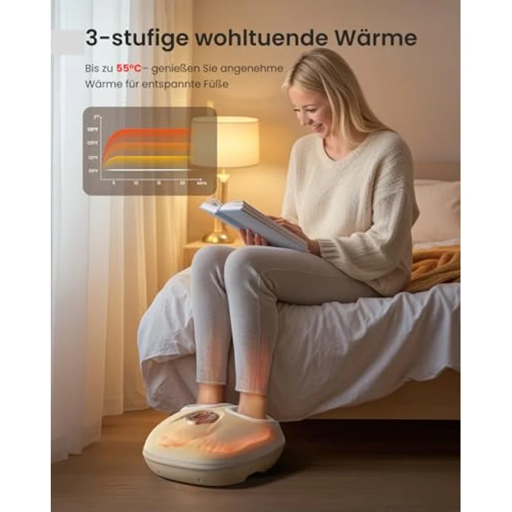 RENPHO Fußmassagegerät mit Wärme, Sprachsteuerung, 4 Wärmestufen, Drucküberwachungstechnologie – Bild 4