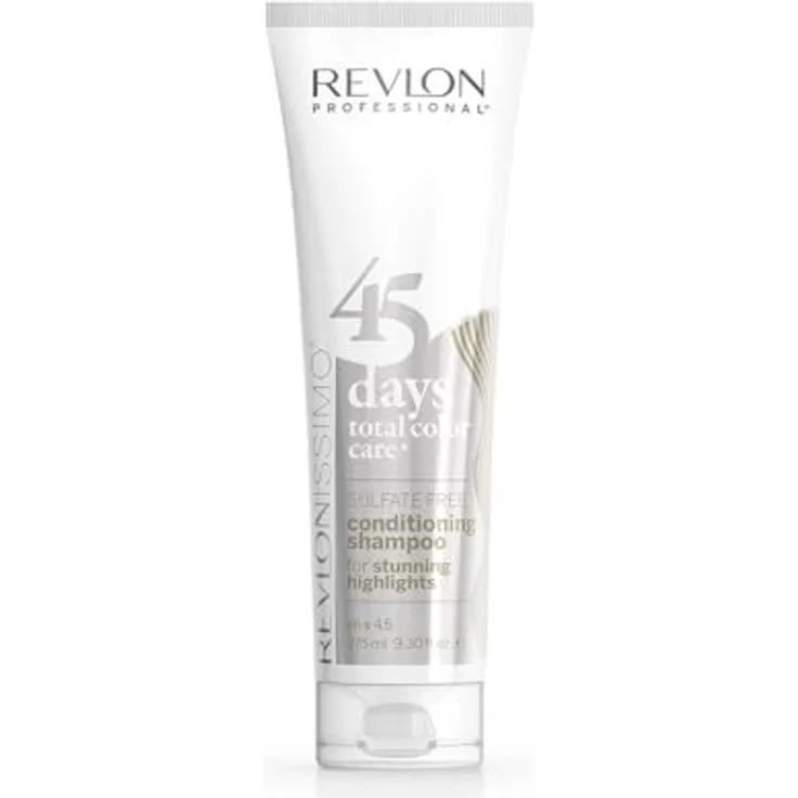 REVLON PROFESSIONAL REVLONISSIMO 45 Days Total Color Care – Conditioning Shampoo "STUNNING HIGHLIGHTS", 275 ml, Farbschutzshampoo für hellblondes, gesträhntes & weißes Haar, Pflegeshampoo für intensive Farbe