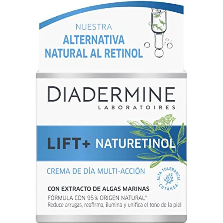 Diadermine - Lift + Crema de Día Naturetinol - 50ml - Reduce arrugas, reafirma e hidrata la piel - Nuestra alternativa al Retinol - 95% ingredientes origen natural - Crema facial antiedad con extracto de algas marinas