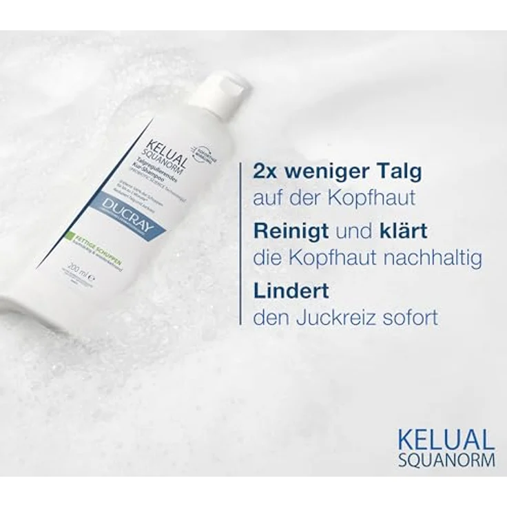 Ducray KELUAL SQUANORM, Anti-Schuppen Kur-Shampoo, talgregulierende Haarpflege bei fettigen Schuppen und juckender Kopfhaut, klinisch getestet, 200 ml – Bild 4