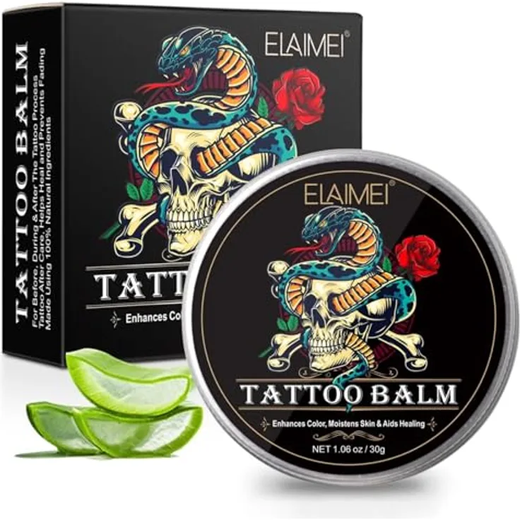P-Beauty Tattoopflege Balsam 30g mit Aloe Vera - Feuchtigkeitsspendende Tattoo Aftercare Creme für frische Tattoos, beruhigende Formel mit natürlichen Ölen