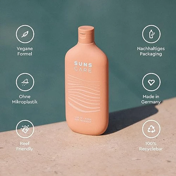 SUNS CARE | SUNS THIRTY | LSF 30 Premium Sonnencreme | nachhaltig | vegan | hoher UVA und UVB Schutz | Pflegestoffe | Gesicht und Körper | nicht fettend | ohe Mikroplastik | 180ml (Pink Beach) – Bild 3