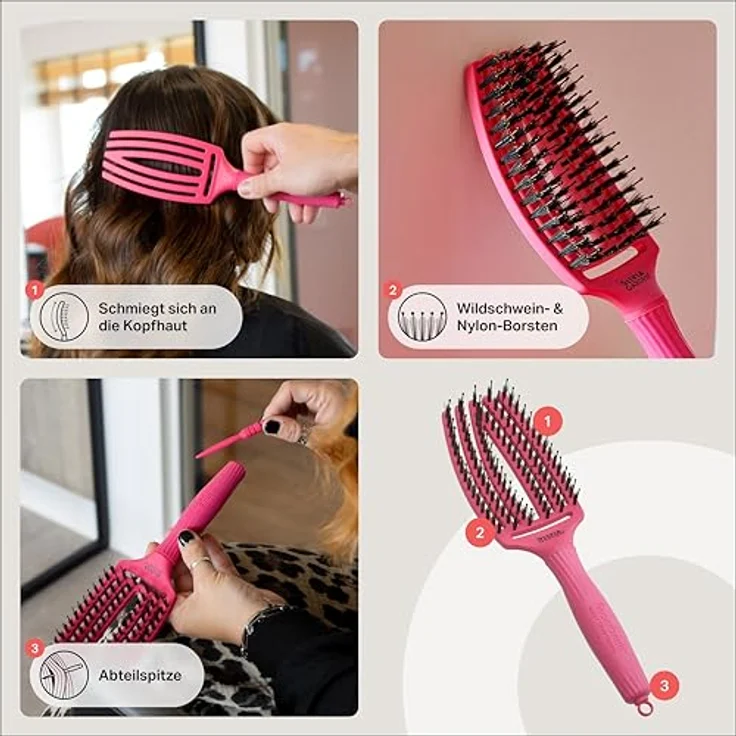 Olivia Garden Fingerbrush Haarbürste Medium Hot Pink – Bild 4