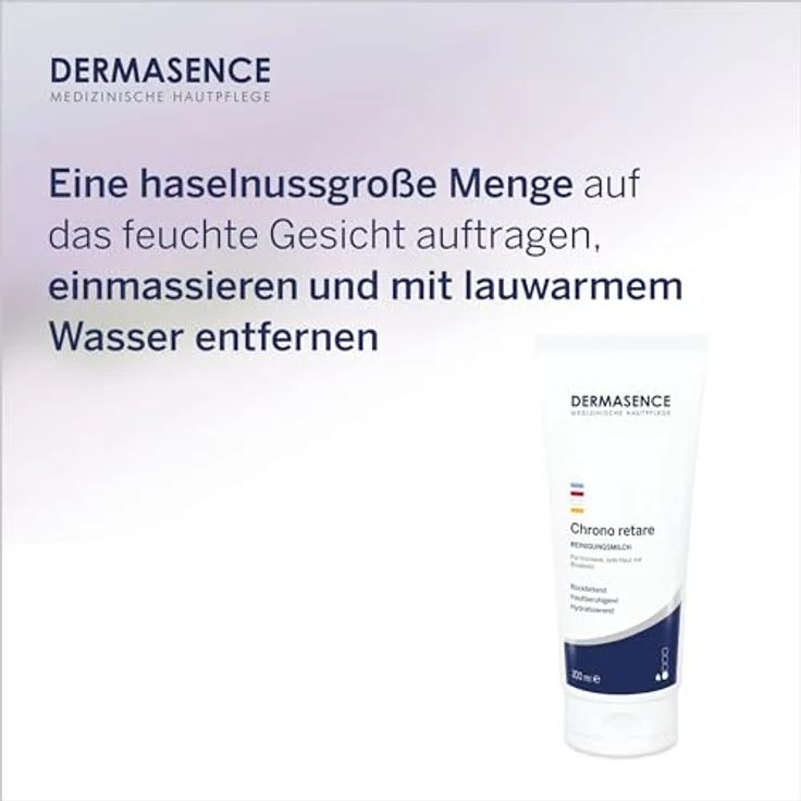 DERMASENCE Chrono retare Reinigungsmilch, 200 ml - Milde, rückfettende Gesichtsreinigung für die feuchtigkeitsarme Haut - ideal zur Make-up-Entfernung - mit Feuchthaltesubstanzen und Bisabolol – Bild 5