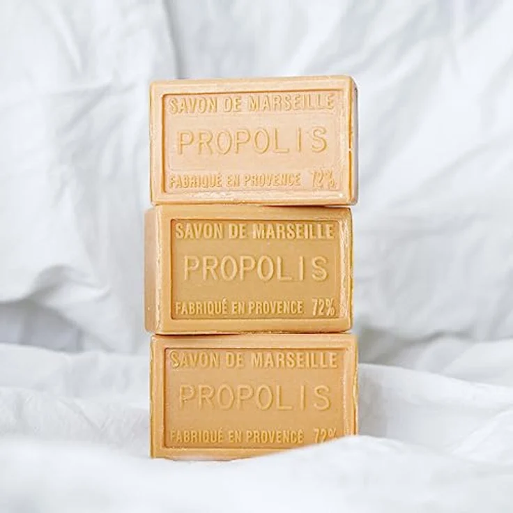 bedrop Propolis Seife, Naturseife, Akne Seife unreine Haut Schuppenflechte Neurodermitis, feste Handseife Körperseife mit Honig, Sheabutter, Kokosöl, Olivenöl, 3x 100g – Bild 3