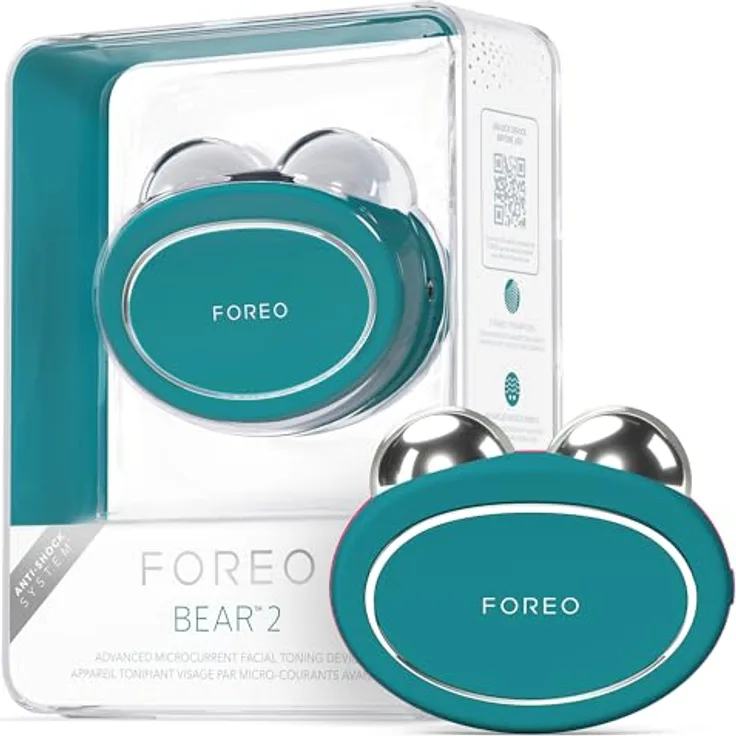 FOREO BEAR 2, Gesichtsmassagegerät mit Mikrostrom für Face Lifting & Toning, Anti-Aging, 5 T-Sonic-Massagen, Anti-Shock System 2.0, Evergreen