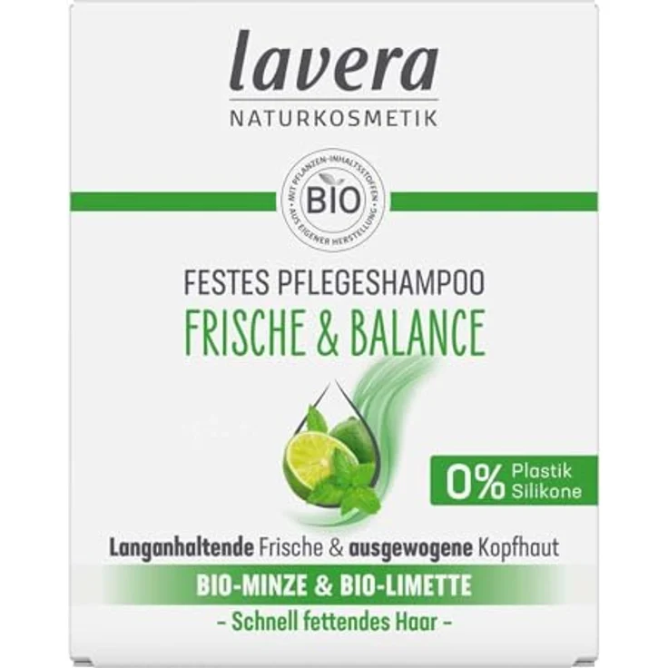 Lavera Festes Pflegeshampoo Frische & Balance, für schnell fettendes Haar, 50 g, vegan und umweltfreundlich – Bild 1