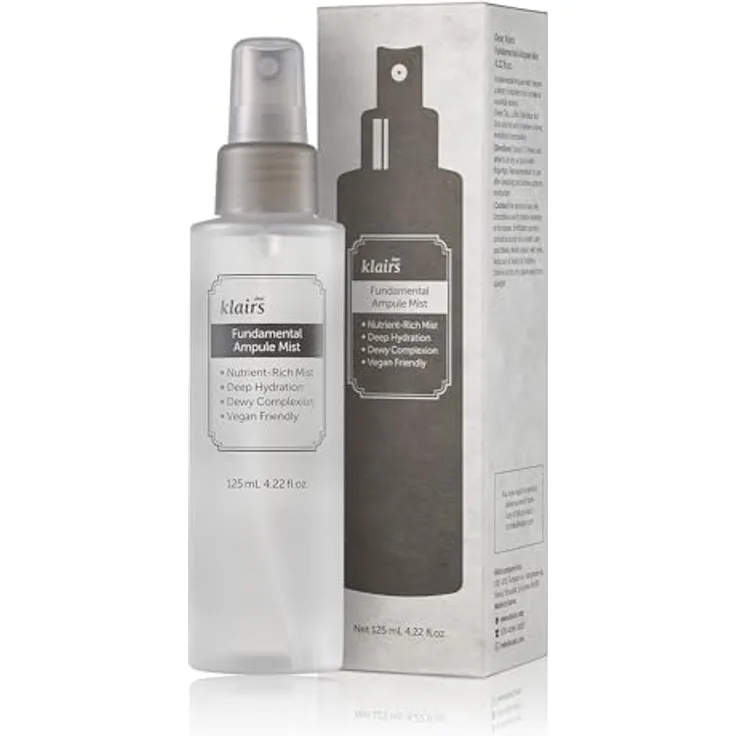 Klairs Fundamental Ampule Mist, Gesichtsspray mit Grüntee, Hyaluronsäure und Panthenol, 125 ml