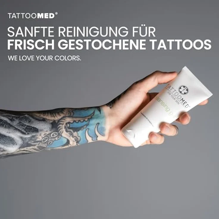 TattooMed Cleansing Gel, Tattoo-Waschgel für frisch tätowierte Haut mit Farbschutz und Juckreizlinderung, 100ml – Bild 2