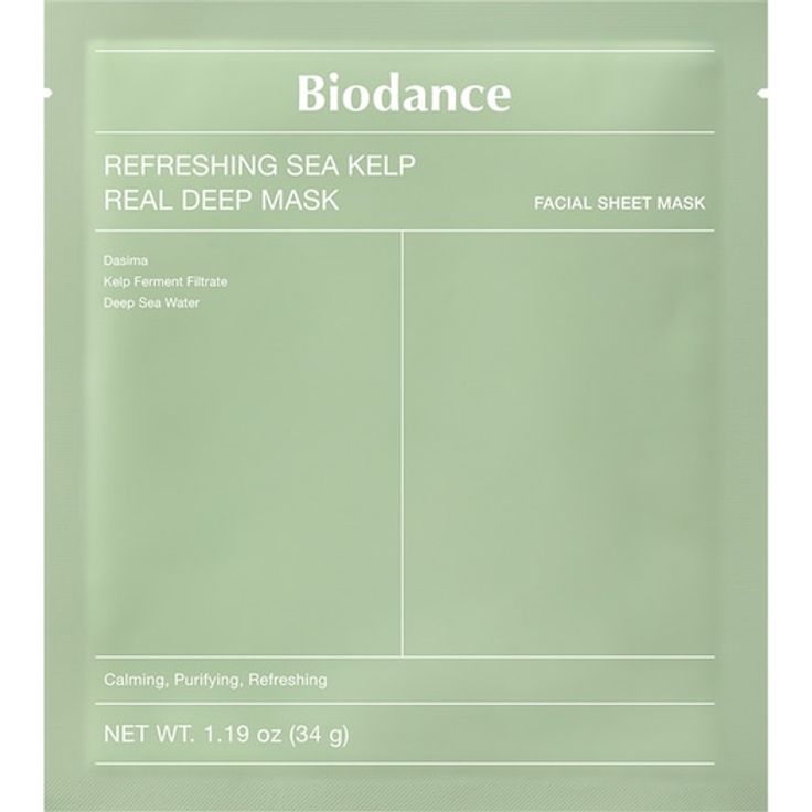 Biodance Refreshing Sea Kelp Real Deep Mask, Hydrogel Feuchtigkeitsmaske mit 10% Meeresalgenextrakt, unisex, 34 g