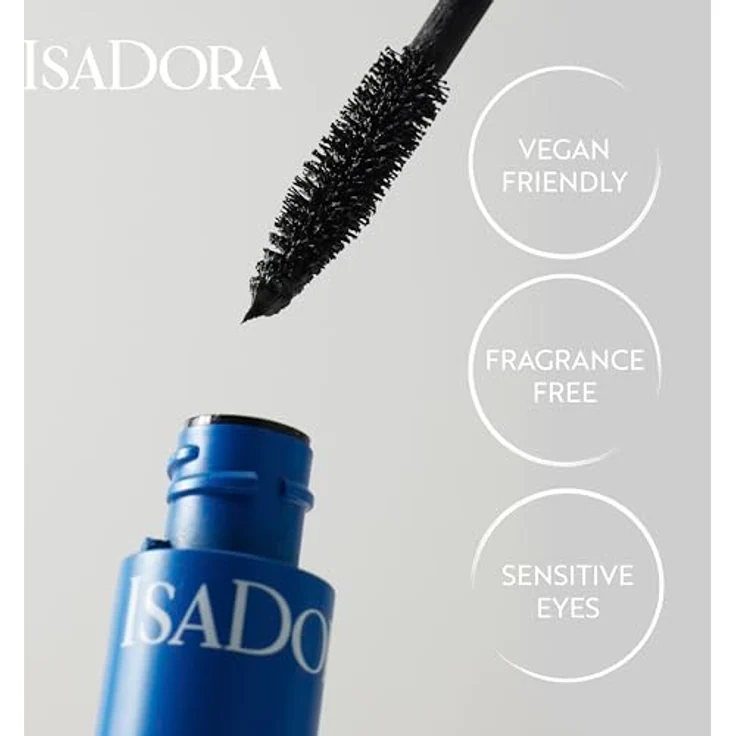Isadora The Build Up Mascara Extra Volume (Black 01, 10 ml) - Aufbaubares Volumen, wischfest, klassisch geformte Bürste – Bild 4
