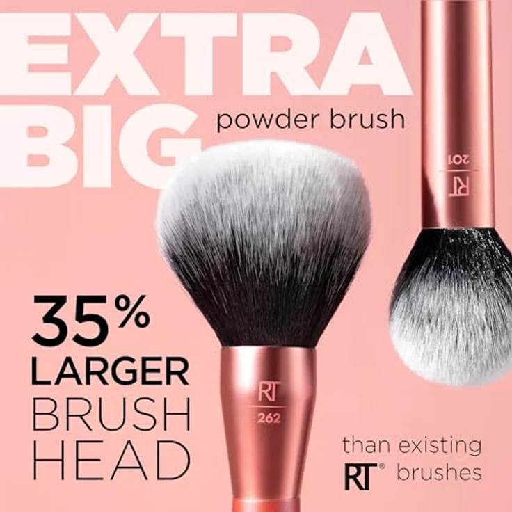 Real Techniques Extra Big Powder Brush RT 262, veganes Make-up-Accessoire für präzises Puderauftragen, 1 St. – Bild 3