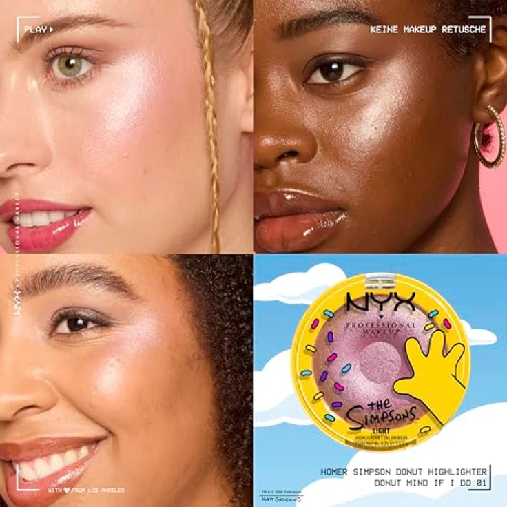 NYX Professional Makeup The Simpsons Highlighter, Highlighter Farbton Donut Mind If I Do, 7.1 g mit lichtreflektierenden Pigmenten für strahlenden Glow – Bild 3