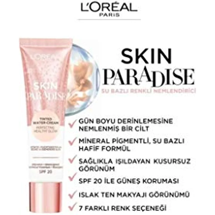 L'Oréal Skin Paradise Tinted Water-Cream Getönte Gesichtscreme 30 ml Nr. 60 – Bild 5