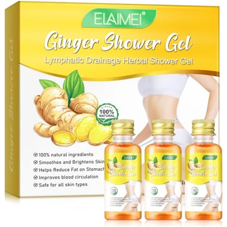 P-Beauty Ingwer Duschgel 1er Set, pflanzliches Duschgel mit wärmendem Effekt, Lymphdrainage Pflege, mit Ingwer, Ginseng, Rosmarin & Artemisia, 3x30ml