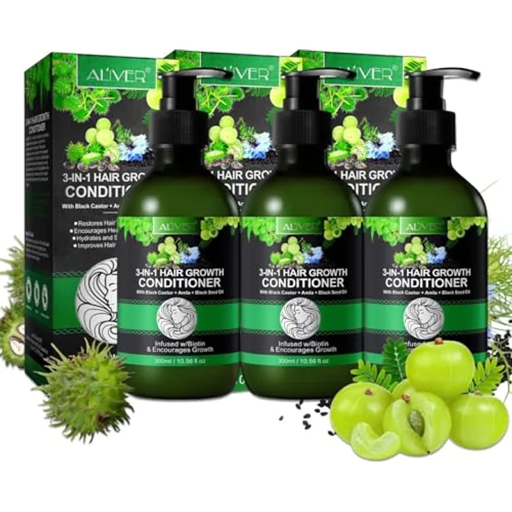 P-Beauty 3-in-1 Conditioner, Haarpflege mit Rizinus-, Amla- & Schwarzkümmelöl, 3 x 300ml, stärkt, pflegt und hydratisiert, unterstützt Haarwachstum