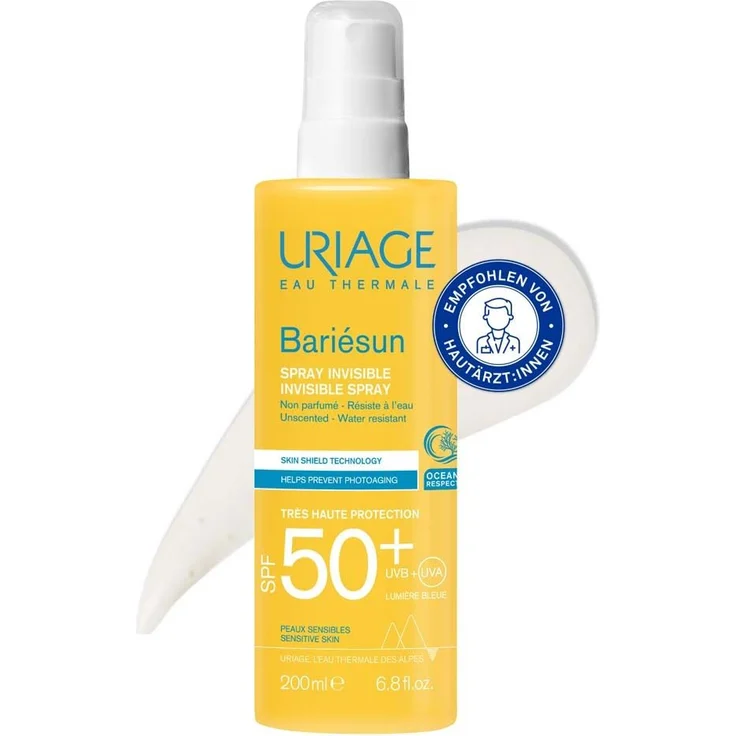 Uriage Bariesun Spray parfumfrei SPF 50+, Schutzspray mit leistungsstarkem Filterkomplex, 200 ml