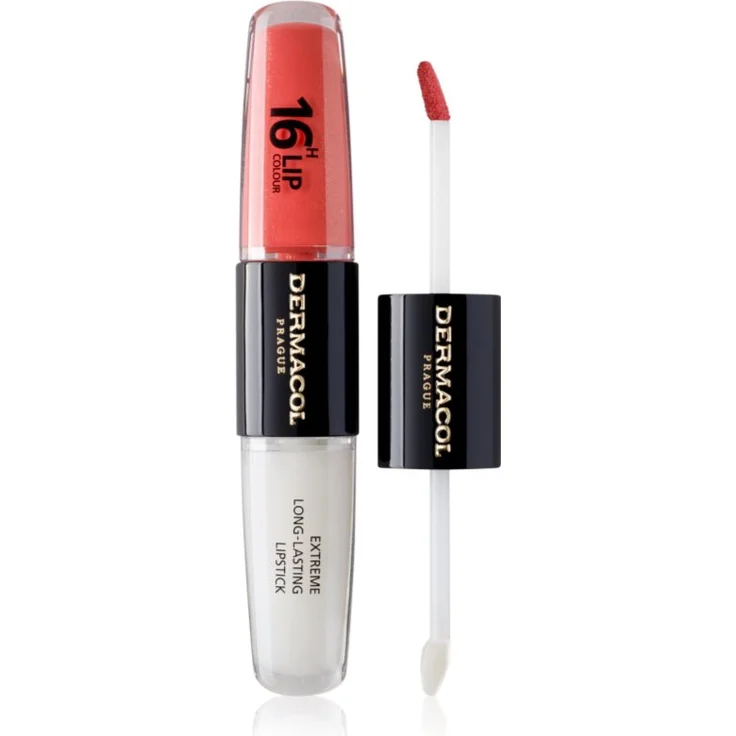 Dermacol 16H Lip Colour, langlebiger Lippenstift in Farbton 37, 2x4 ml mit glättender Textur und hoher Pigmentierung
