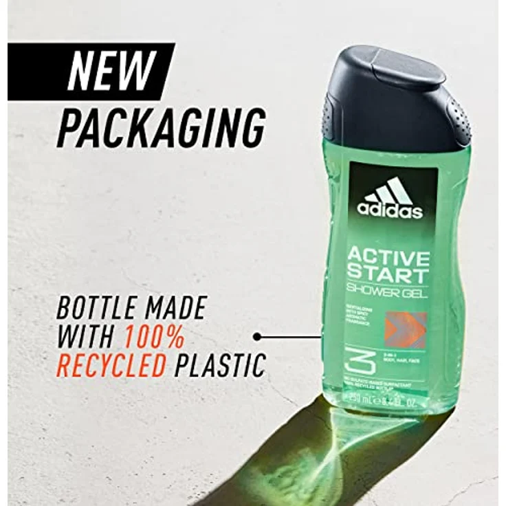 Adidas Active Start Duschgel 3-in-1 für Körper, Haare und Gesicht, vegane Formel, 400 ml – Bild 3