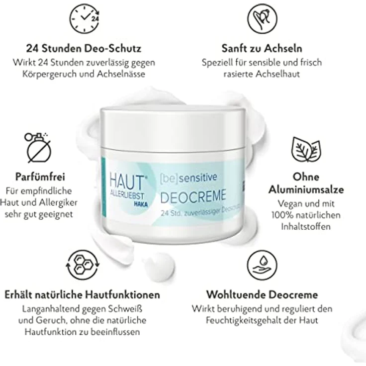 HAKA Deocreme 30g I Deodorant ohne Aluminium und ohne Alkohol I 24h Zuverlässiger Deoschutz ohne Parfum I Mit Kokosöl, Sheabutter, Avocadöl, Olivenöl – Bild 2