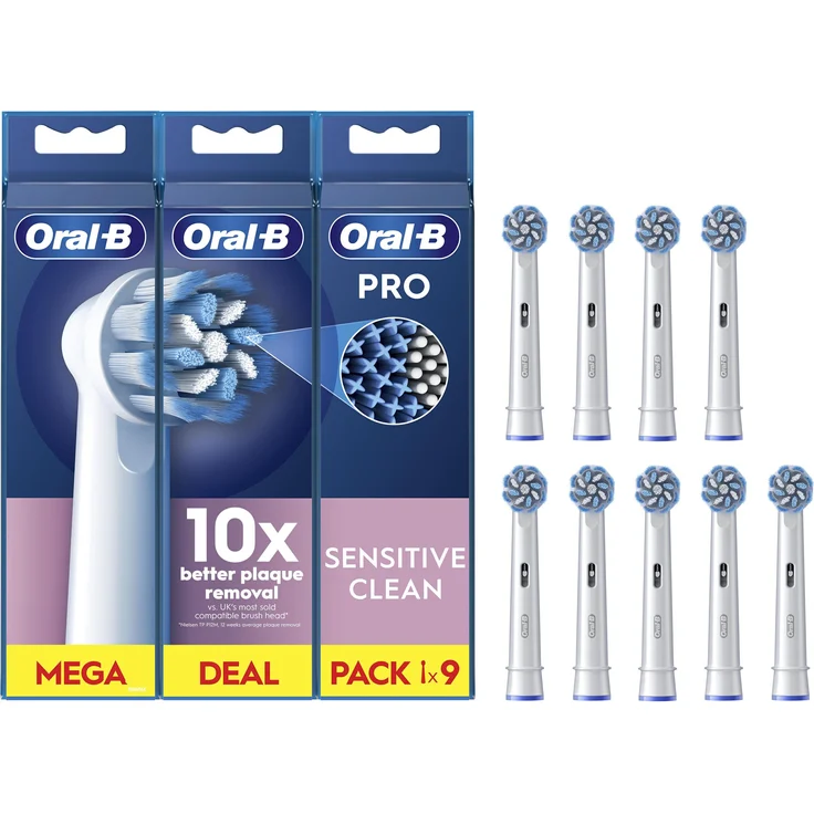 Braun Oral-B Pro Sensitive Clean, Zahnbürstenkopf mit extra weichen Borsten, 9er Pack für empfindliche Zähne und Zahnfleisch – Bild 1
