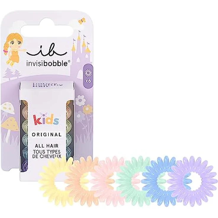Invisibobble Kids Haargummis für Mädchen, bunt, Original Candyland X6 – Haargummis für Babys, ohne Haare zu verletzen, für Mädchen, Spiralbindung, kein Ziehen