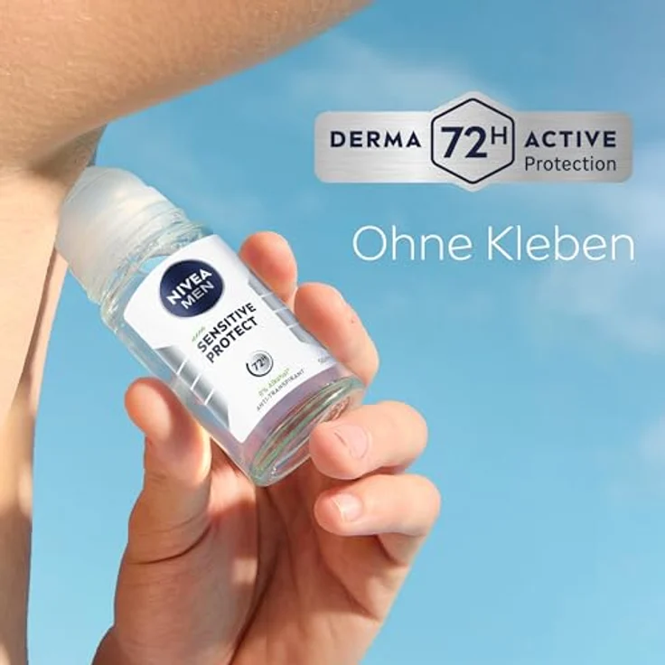 NIVEA MEN Sensitive Protect Deo Roll-On, Antitranspirant mit 72h Schutz, alkoholfrei für empfindliche Haut, 50 ml – Bild 4