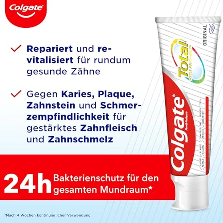 Colgate Total Original 75 ml, antibakterielle Zahnpflege, für empfindliche Zähne – Bild 2