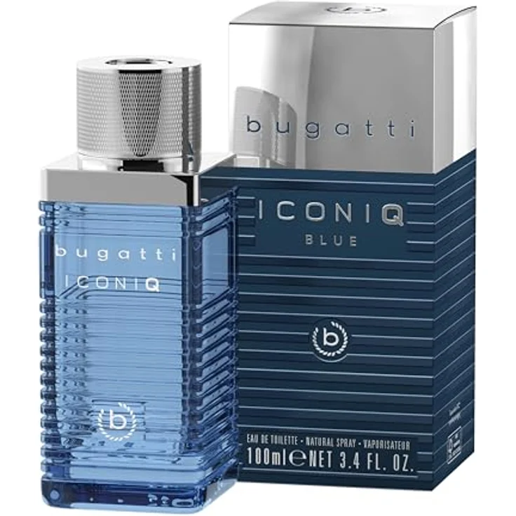 Bugatti Iconiq Blue, Parfüm für Herren 100ml, aromatisch-aquatisch mit Zitrone, Salbei, Amber & Moschus, zeitloses Eau de Toilette – Bild 1