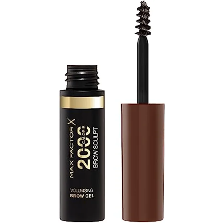 Max Factor 2000 Calorie Volumising Brow Sculpt Gel, Long-Lating, Plumped & Fuller-Looking Brows, Waterproof, Smudge-Proof, Shapes & Intensifies, 004 Black Brown, 4.5 ml