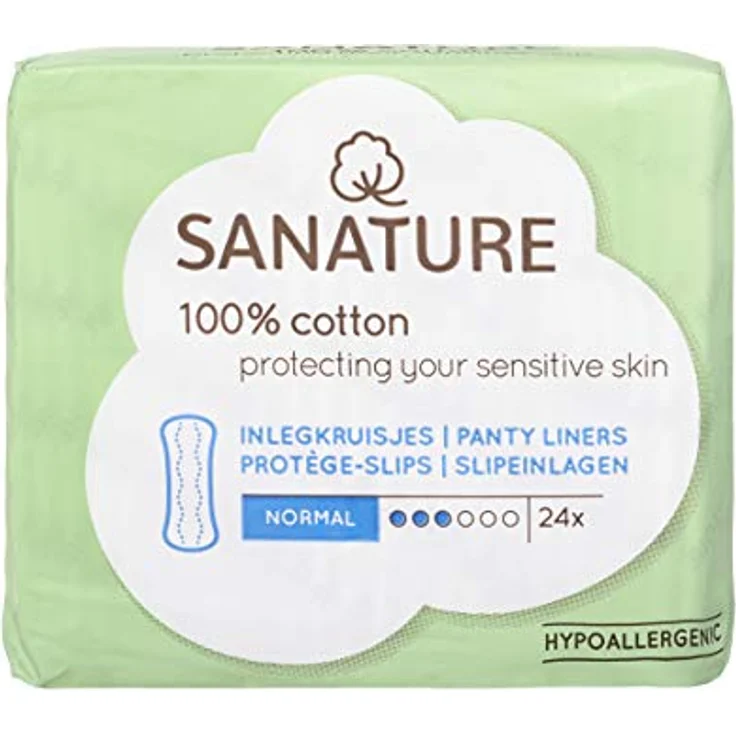 Sanature Sanature Pantyliners Normal, Slipeinlagen mit 100% Baumwollkern, 24 Stück, 500 g – Bild 2