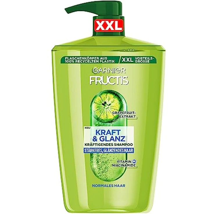 Garnier Fructis Kraft und Glanz kräftigendes Shampoo XXL, gibt dem Haar Kraft und Energie zurück, für stärkeres und glänzendes Haar, Maxi Format, 1000 ml – Bild 1