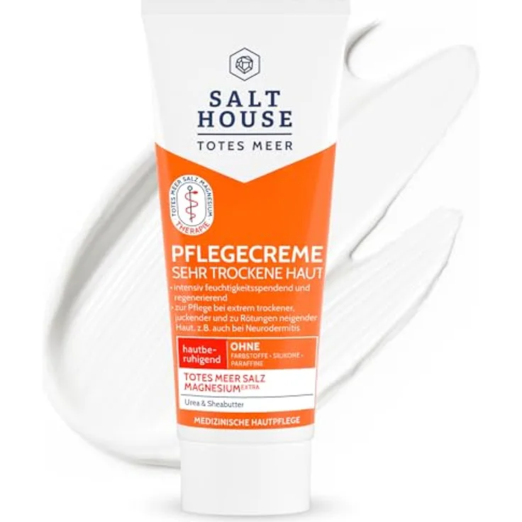 Salthouse Totes Meer Pflegecreme für extrem trockene, gereizte Haut - mit Mineralien, Magnesium, Urea & Sheabutter, dermatologisch getestet, 75 ml