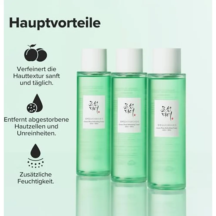Beauty of Joseon Grünpflaume AHA BHA Toner erfrischende Gesichtsessenz Feuchtigkeitsspender mildes Peeling mit Salicylsäure 150ml für alle Hauttypen - Koreanische Hautpflege – Bild 6