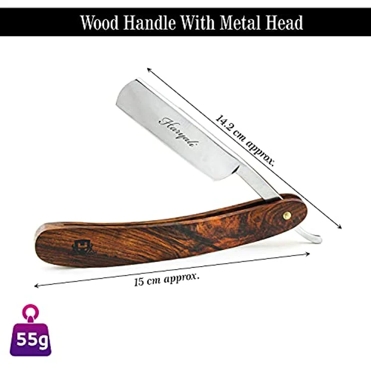 Haryali London Holzbox mit Rasierzubehör (Rasiermesser, Rasierpinsel, Abziehriemen, Schleifpaste) - Luxuriöses 5-teiliges Set, Palisanderholz – Bild 3