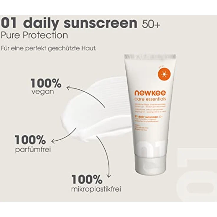 newkee Care Essentials 01 Daily Sunscreen Sonnencreme SPF 50+ (100ml) - Wasserfest, Ideal für Sportler, Parfümfrei & Vegan, Sonnenschutz entwickelt von Manuel Neuer & Angelique Kerber – Bild 5