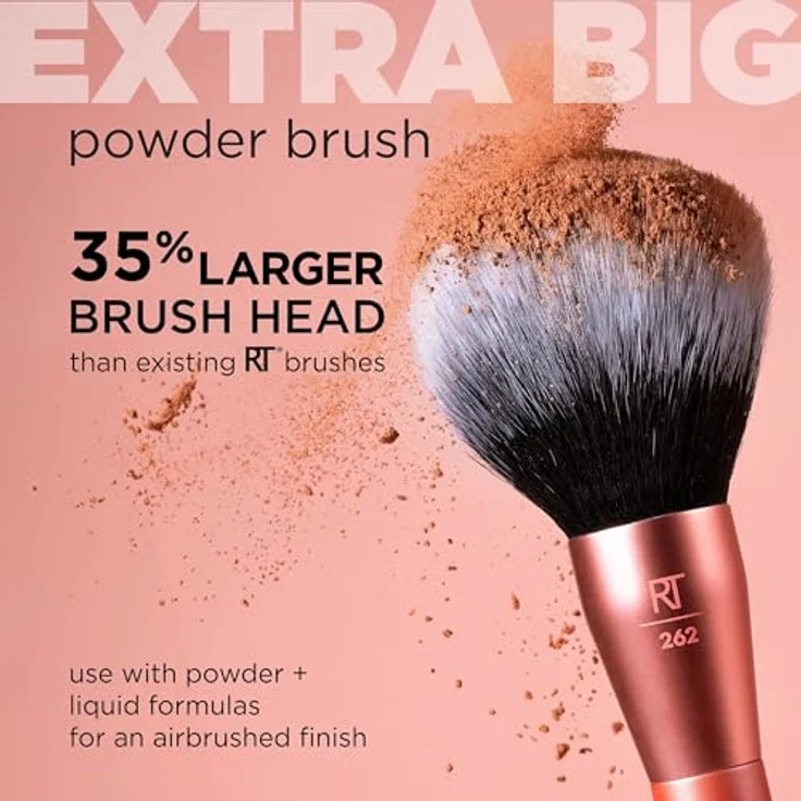 Real Techniques Extra Big Powder Brush RT 262, veganes Make-up-Accessoire für präzises Puderauftragen, 1 St. – Bild 5