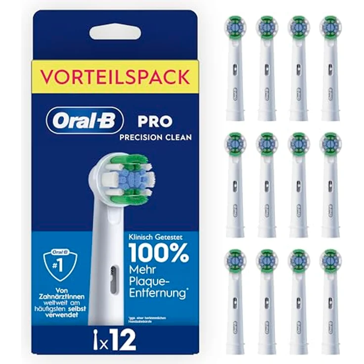 Oral-B Pro Precision Clean Aufsteckbürsten, ORIGINAL Zahnbürstenaufsatz mit innovativen X-förmigen Borsten, 12 Stück, Weiß – Bild 1