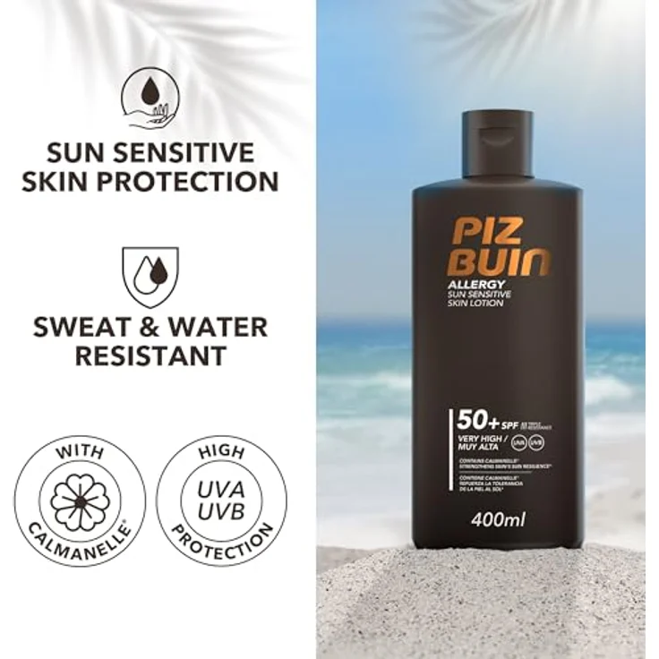 PIZ BUIN Allergy Sun Sensitive Skin Lotion SPF50 Sonnenmilch gegen Sonnenallergie 400 ml – Bild 3