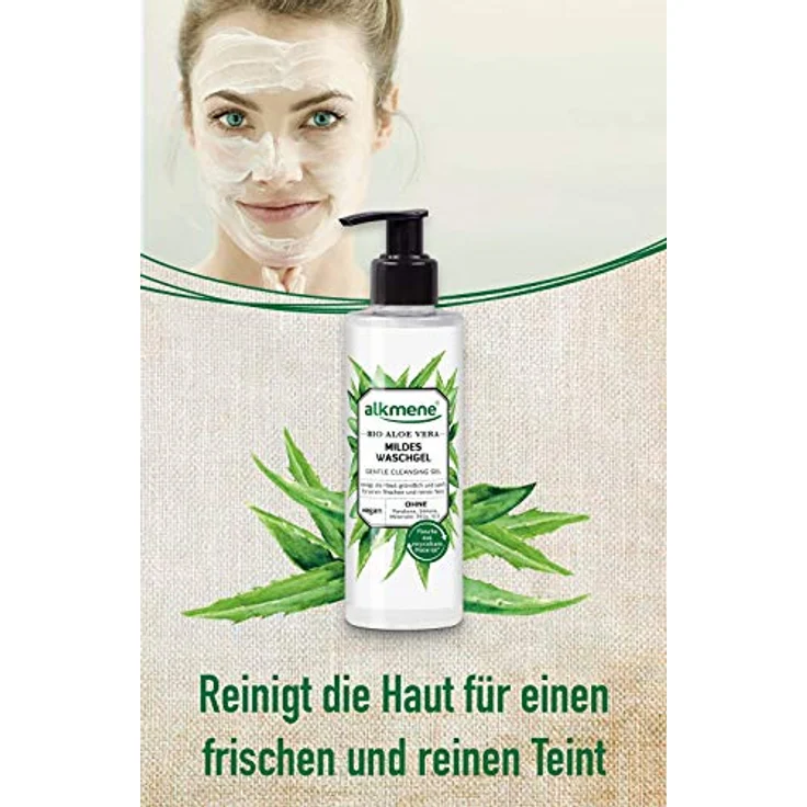 alkmene Waschgel mit Bio Aloe Vera - milde Gesichtsreinigung für alle Haut Typen - vegane Gesichtspflege ohne Silikone, Parabene, Mineralöl, PEGs, SLS & SLES im 3er Vorteilspack (3x 180 ml) – Bild 2