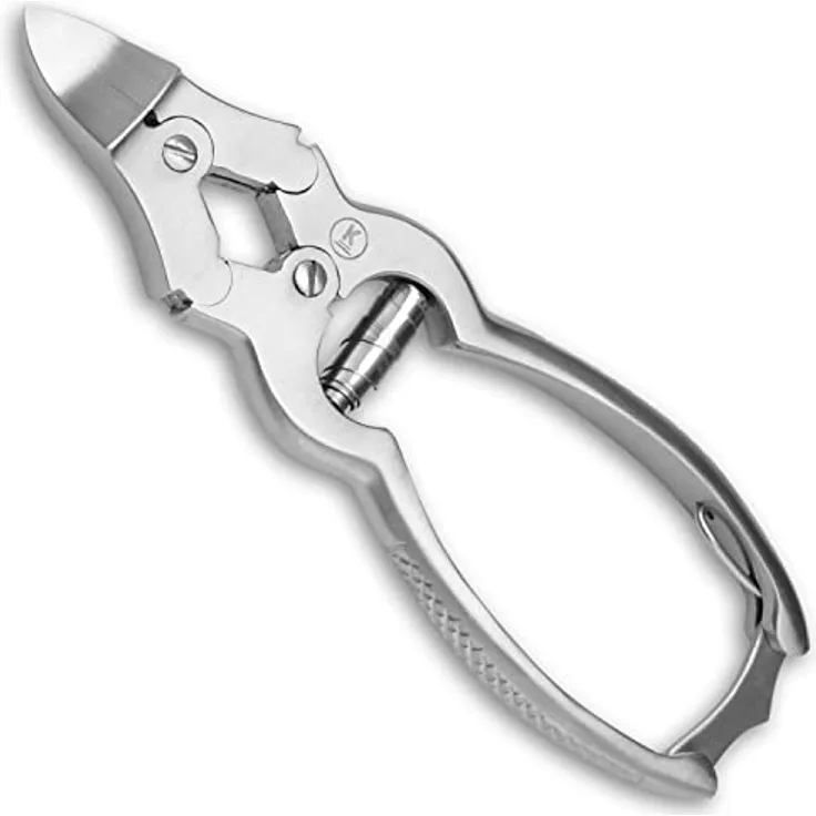 K-Pro K-Pro Nagelzange für dicke und harte Zehennägel, gebogene Edelstahl Fußnagelzange mit Doppel-Übersetzung und Pufferfeder, 15,5 cm für Senioren, Diabetiker, Damen & Herren