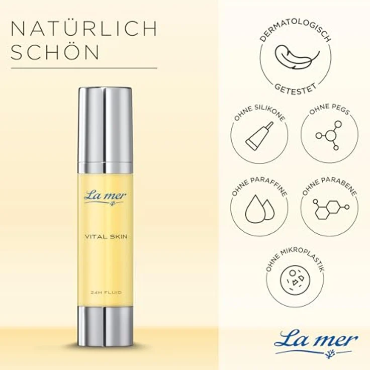 La Mer Vital Skin 24h Fluid, feuchtigkeitsspendende Anti-Aging Pflege mit Q10 und Vitamin C, ohne Duft, für Mischhaut – Bild 4
