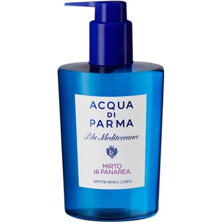 Acqua di Parma Blu Mediterraneo Hand and Body Wash, Duschgel für Damen mit Myrte- und Basilikumnoten, 300 ml, transparente blaue Flasche