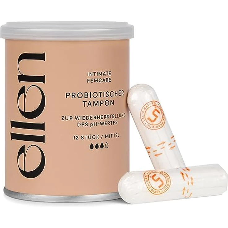 ellen Probiotischer Tampon, Milchsäurebakterien für ausgewogene Intimflora, 16 Stück – Bild 1