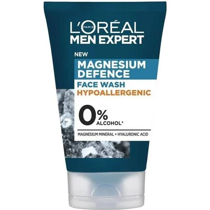 L'Oréal Paris Men Expert Magnesium Defense Face Wash, Gesichtsreiniger mit Hyaluronsäure, 100 ml, allergikerfreundlich